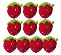 Uzztfa 10 Pcs Handmade Crochet Wool Pendant Woven Fruit Pendant Charm Crochet Strawberry Pendants Car Key Bag Charm for Diy Keychain Hairpin Jewelry