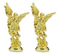 Uzztfa 2 Pcs St Michael Archangel Statue Miguel Arcangel Statue Saint Michael Defeating Satan Michael Angel Statue Collection Figurines Religious Gifts