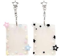 Uzztfa 2 Pcs Stars Kpop Photocard Holder Keychain, Cute Photo Card Holder ID Card Case Sleeves for Kpop Album Idol Card Credit ID Bank Card