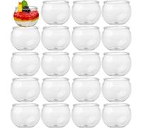 Uzztfa 20 Pcs Small Dessert Cups, Mini Clear Round Dessert Pudding Cups for Party, Fruit, Yogurt, Ice Cream and Pudding
