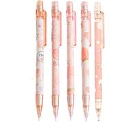 Uzztfa 4 Pcs Kawaii Mechanical Pencil Set Cute Peach Mechanical Pencils First Day of School Supplies Back to School Gift for Kids Student