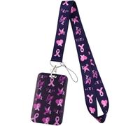 Uzztfa Breast Cancer Awareness Lanyard Id Badge Holder Pink Ribbon Keychain Lanyard Accessories for Keys & Id Badges for Women Girls Teachers