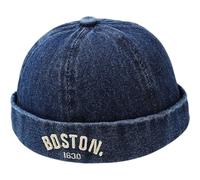 Uzztfa Kids Brimless Hat Docker Cap Adjustable Skull Caps for Boys Rolled Cuff Brimless Beanie Hat Retro Sailor Hat