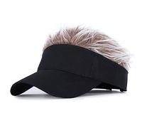 Uzztfa Men's Visor with Hair Fake Hairs Visor Hat with Hair for Men Funny Spiked Sun Hats Novelty Wig Baseball Caps Adjustable Golf Hats