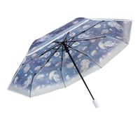 Uzztfa Transparent Folding Umbrella, Jellyfish Design Clear Umbrella Windproof & Waterproof Portable Travel Umbrella for Women Men