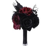 Uzztfa Wedding Bride Bouquet, Gothic Artificial Black Rose Bouquet, Diy Fake Flowers Bouquets for Bridal Bridesmaid Wedding Engagement