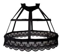 Uzztfa Women Victorian Petticoat 2 Hoops Crinoline Petticoat Lolita Fishbone Hollow Bird Cage Skirt Embroidery Floral Lace Underskirt for Women