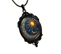 [uzzzdiiior] Trendy pendant necklace introduces exquisite chain necklace with moon and sun pattern present for fashion lovers