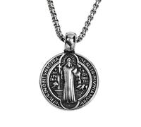 [uzzzdiiior] Vintage Men Necklace Double Sided Exessim Medallion Pendant Neck Chain Fashion Catholic Amulet Jewelry Accessories