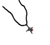 uzzzdiior Dark Theme Necklace Trendy Black Crystal Necklace for Women Emphasize the Charm of Hearts and Butterflies