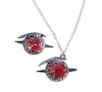[uzzzdiior] Elegant copper crow's brooch with pendant neck chain necklace, featuring red zircon, perfect for theme party and daily wear