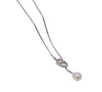 [uzzzdiior] Multipurpose Women's Fashionable Sweater Chain with Baroque Pearl Pendant and Solid Brass Adjustable Chain Costume