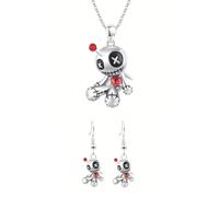 uzzzdiior Mysterious Cursed Toy Pendant Necklace And Earring Set Fashionable Neck and Ear Jewelry For Unique Styles Enthusiasts