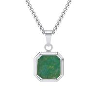 [uzzzdiior] Unique Natural Stone Square Pendant Necklace Adjustable Length Neck Chain Handmade Choker Jewelry