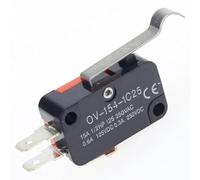 V-154-1C25 Long Handle Roller Snap Action Push Button SPDT Momentary On-Off Micro Limit Switch 15A 250V Red/Black 10Pcs