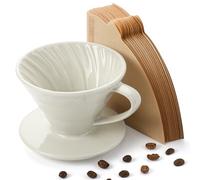 V 60 Ceramic Pour Over Coffee Dripper, Reusable Porcelain Portable Pour Over Coffee Maker With 50 V-shaped coffee filtering paper