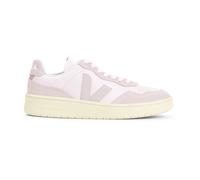 Veja V-90 Leather Side Logo Flat Lace Up Women Trainer In White Pink UK 3 - 8