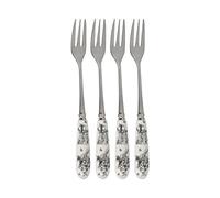 V andA Alice in Wonderland Stainless Steel Dessert/Pastry Forks with Decorative Porcelain Handles, 15.5 cm - White