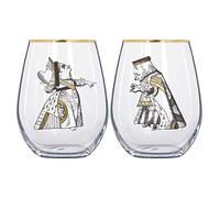 V&A Alice in Wonderland His and Hers Tumbler Glasses in Gift Box, Glass, 500 ml, Set of 2
