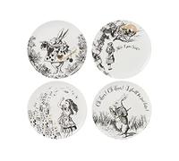 V&A Alice in Wonderland Side Plates, for Dinner, Afternoon Tea or Breakfast, Fine China, 20.5 cm (8"), Set of 4, White