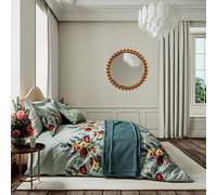 V&a Botanical Harmony Duvet Cover Set Double Teal/claret