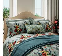 V&A Botanical Harmony Single Duvet Cover Set, Teal/Claret