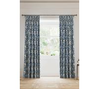 V&A Daffodil Dreams Lined Curtains 66" x 54", Blue