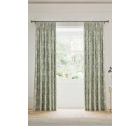 V&A Daffodil Dreams Lined Curtains 90" x 54", Green