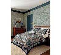 V & A Earthly Paradise 100% Cotton Percale 200 Thread Count Duvet Cover Set Green/teal