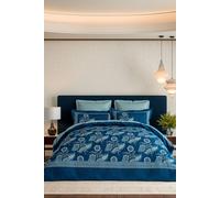 V&A 'Eastern Bloom' Cotton Duvet Cover Set in Indigo | Size: Super King V&A Indigo Super King