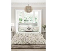 V & A 'Flora' Cotton Percale Duvet Cover Set in Cream | Size: Double V & A Cream Double