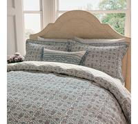 'Indian Lattice' Cotton Duvet Cover Set V&A Teal Double