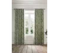 'Ornamental Bloom' Cotton Lined Curtains V & A Green 167cm width x 228cm drop