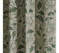 V & A 'Ornamental Bloom' Cotton Lined Curtains in Green | Size: 228 cm width x 183 cm drop V & A Green 228 cm width x 183 cm drop