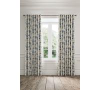 V & A 'Palampore Trail' Cotton Lined Curtains in Blue | Size: 229 cm width x 229 cm drop V & A Blue 229 cm width x 229 cm drop