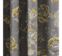 'Palampore Trail' Cotton Lined Curtains V & A Grey 167cm width x 137cm drop