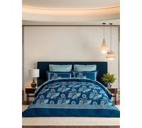 V&A Pure Cotton Eastern Bloom Bedding Set Indigo Mix