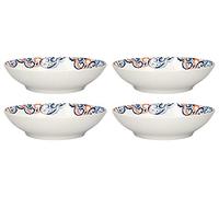 V&A Rococo Silk Pasta Bowls / Dessert Dishes with Printed Design, Fine China, White, 22 cm, Set of 4