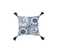 Morris & Co for V&A Scrolling Carnation Cushion 45X45cm Indigo & Ivory