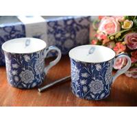 V&A Set of 2 William Morris - Wild Tulip Fine Bone China Mugs, 230 ml 8 fl oz