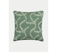 V&A Velvet Chikan Cushion - Green, Green