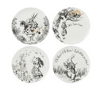 V&A Victoria And Albert Alice In Wonderland Set of 4 Side Plates - White - Fine China - Plate