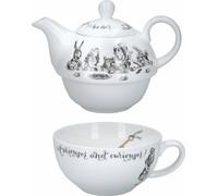 V&A Alice in Wonderland Teapot and Cup Set For 1 in Gift Box, Fine China Tea Set, White, 250 ml