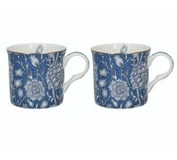 V&A Victoria and Albert Wild Tulip Set of 2 Palace Mugs - Blue - Bone China - Mug