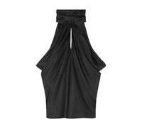 V Allover Jacquard Silk Lavallière Top - female - Versace - Sleeveless Tops - Black - M - Tops M