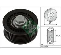 INA 532 1076 10 Deflection / guide pulley, V-ribbed belt