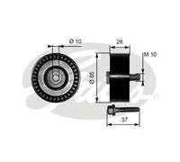 GATES T36300 Deflection / Guide Pulley, v-ribbed belt