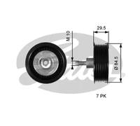 GATES T36536 Deflection / Guide Pulley, v-ribbed belt