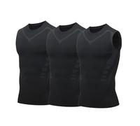 V Boost Men Shirt, Ironfit Shirt, IronFit v2, Feel the Power of Confidence, Compression Vest, to Shape Your Body (XL,3pcs,Black-A)