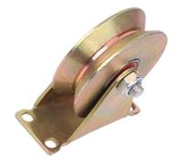 V Bracket Cable Pulley Wheel Block 4 Inch Iron Mounted | Ball Bearing Rollers, Golden Finish, for Moving and Electric Rolling Door Accessories, Sturdy
